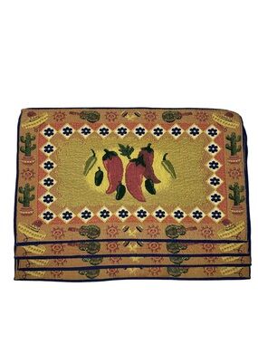 Vintage Set of 4 Woven Tapestry Placemats Southwestern Chili Cactus Boho Kitchen